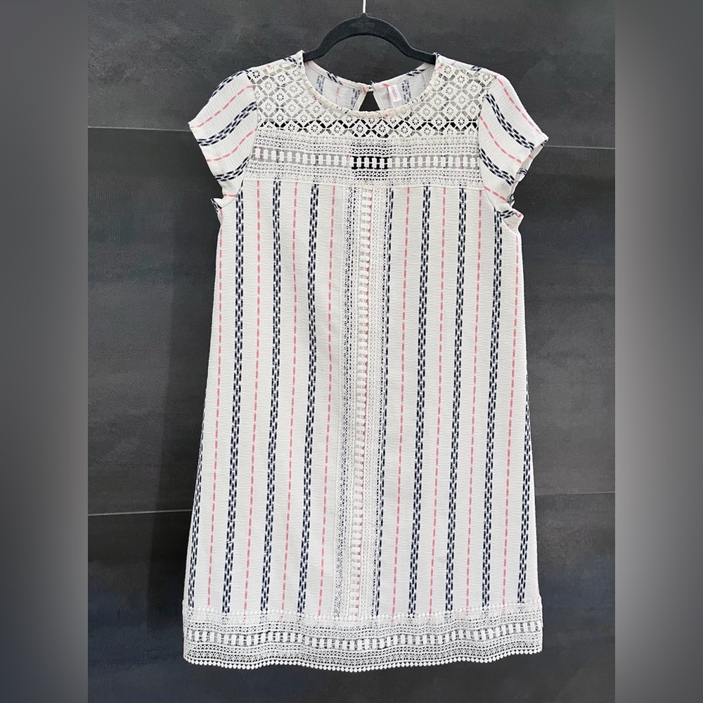 XHILARATION Lace Detail Keyhole Back Stripe Dress